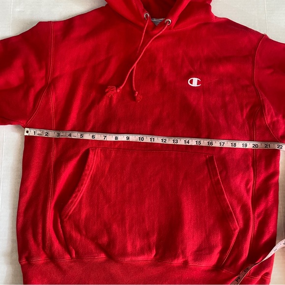 Vintage Champion Reverse Weave Ruby Red hoodie sweatshirt Size Medium - Picture 12 of 15
